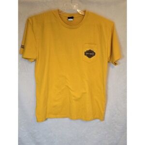 Harley Davidson Mens Bright Yellow‎ T-Shirt 2XL Eagle On Back Logo On Pocket